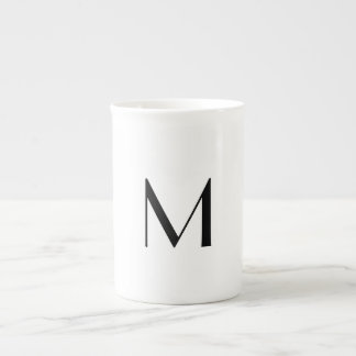 solid white - add black monogram porselein kop