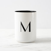  solid white - add  black monogram   tweekleurige koffiemok (Center)