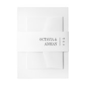 Solid White + Ash Black Lettering Wedding Uitnodigingen Wikkel (Voorkant Voorbeeld)