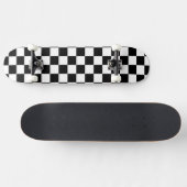 Solid White with Black Square Style Persoonlijk Skateboard (Horizontaal)