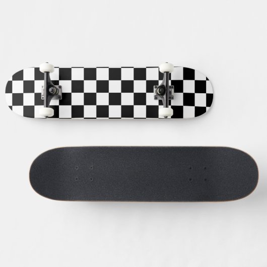 Solid White with Black Square Style Persoonlijk Skateboard (Horizontaal)