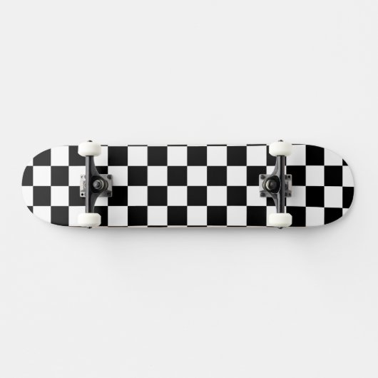 Solid White with Black Square Style Persoonlijk Skateboard (Horizontaal)