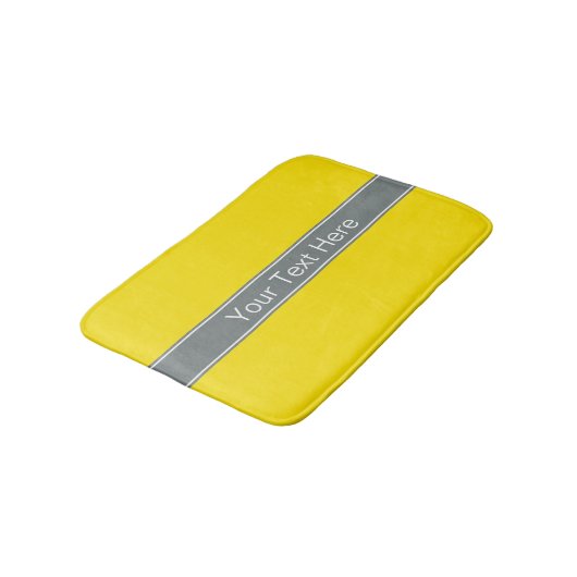 Solid Yellow, Charcoal Grey Ribbon Name Monogram Badmat (Gekanteld)