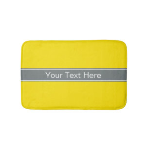 Solid Yellow, Charcoal Grey Ribbon Name Monogram Badmat