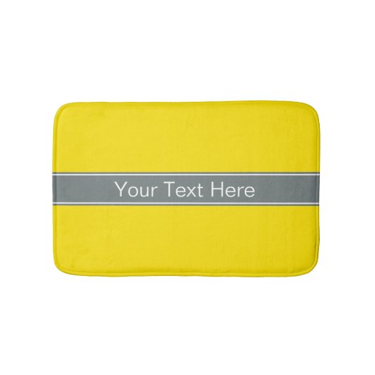 Solid Yellow, Charcoal Grey Ribbon Name Monogram Badmat (Voorkant)