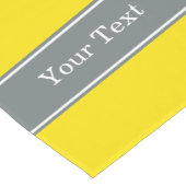 Solid Yellow, Charcoal Grey Ribbon Name Monogram Korte Tafelloper (Hoek)