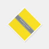 Solid Yellow, Charcoal Grey Ribbon Name Monogram Servet (Hoek)