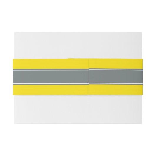 Solid Yellow, Charcoal Grey Ribbon Name Monogram Uitnodigingen Wikkel (Achterkant Voorbeeld)