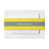 Solid Yellow, Charcoal Grey Ribbon Name Monogram Uitnodigingen Wikkel (Voorkant Voorbeeld)