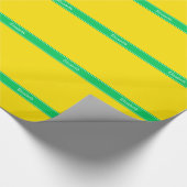 Solid Yellow, Emerald Green Ribbon Name Monogram Cadeaupapier (Hoek)