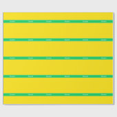 Solid Yellow, Emerald Green Ribbon Name Monogram Cadeaupapier (Vlak)