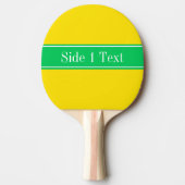 Solid Yellow, Emerald Green Ribbon Name Monogram Tafeltennisbatje (Voorkant)