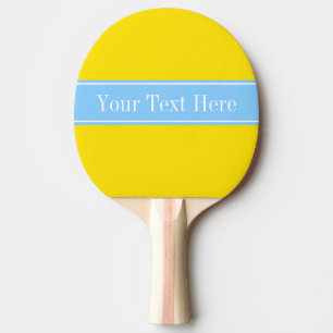 Solid Yellow, Sky Blue Ribbon Name Monogram Tafeltennisbatje