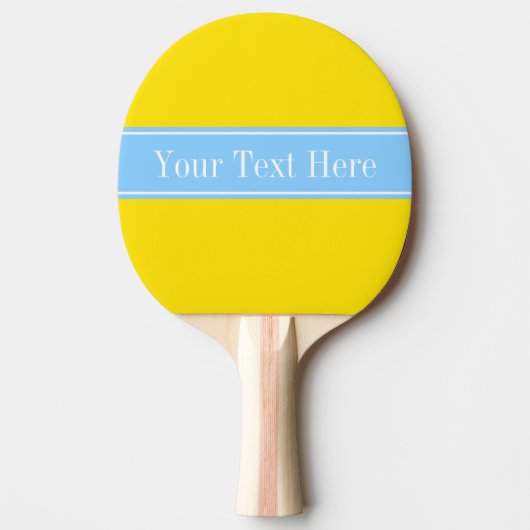 Solid Yellow, Sky Blue Ribbon Name Monogram Tafeltennisbatje (Voorkant)