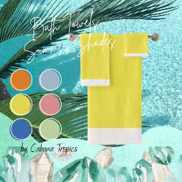 Solid Yellow & White Trim Bath Towel Set Bad Handdoek