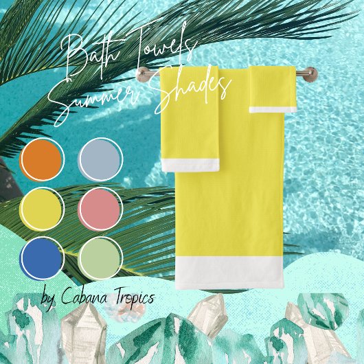 Solid Yellow & White Trim Bath Towel Set Bad Handdoek