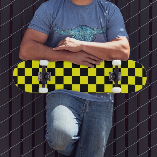 Solid Yellow with Black Square Style Persoonlijk Skateboard (Buiten 3)