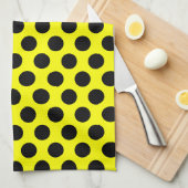 Solid Yellow with Modern Black Dot Style Theedoek (Quarter Fold)