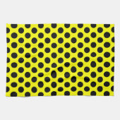 Solid Yellow with Modern Black Dot Style Theedoek (Horizontaal)