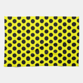 Solid Yellow with Modern Black Dot Style Theedoek