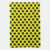 Solid Yellow with Modern Black Dot Style Theedoek (Verticaal)