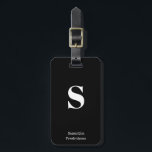 Solid Zwart Wit Monogram Naam Stijlvolle Typewrite Bagagelabel<br><div class="desc">Solid Black White Monogram Name Stylish Typewriter Bagagelabel voor uw reizen en vakantie,  pas deze stijlvolle tas label het met uw eigen initiaal monogram en naam.</div>