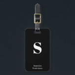 Solid Zwart Wit Monogram Naam Stijlvolle Typewrite Bagagelabel<br><div class="desc">Solid Black White Monogram Name Stylish Typewriter Bagagelabel voor uw reizen en vakantie,  pas deze stijlvolle tas label het met uw eigen initiaal monogram en naam.</div>