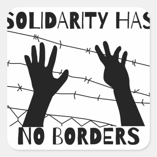 Solidariteit heeft geen grenzen vierkante sticker (Voorkant)
