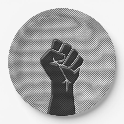Solidariteit in het koolstofvezeldecor papieren bordje (Voorkant)