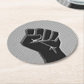 Solidariteit in het koolstofvezeldecor ronde kartonnen onderzetter (Gebogen)