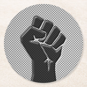 Solidariteit in het koolstofvezeldecor ronde kartonnen onderzetter