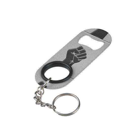 Solidariteit in het koolstofvezeldecor sleutelhanger flessenopener (Achterkant Gekanteld)