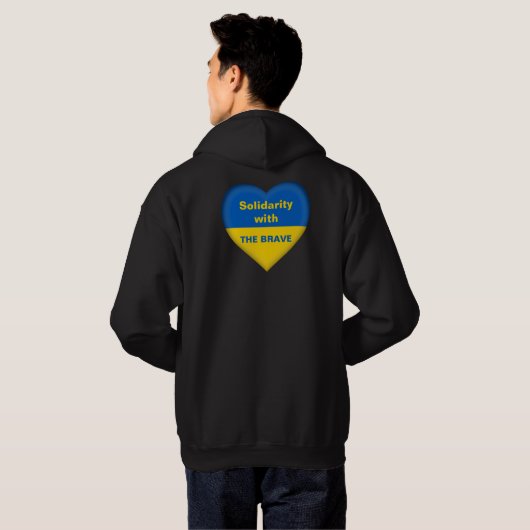 Solidariteitshart van de Oekraïense vlag Hoodie (Achterkant volledig)