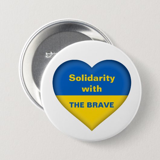 Solidariteitshart van de Oekraïense vlag Ronde Button 7,6 Cm (Voorkant /achterkant)