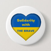 Solidariteitshart van de Oekraïense vlag Ronde Button 7,6 Cm (Voorkant)