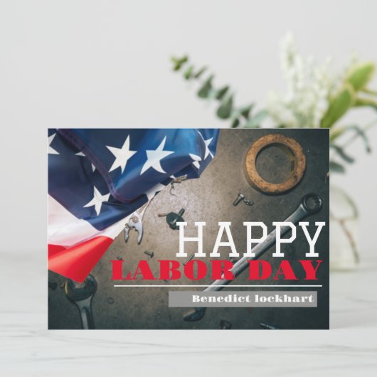 Solidarity Worker Unity Labor Day met Amerikaanse Bedankkaart (Staand voorkant)