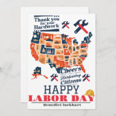 Solidarity Worker Unity Labor Day met Amerikaanse  Bedankkaart (Voorkant / Achterkant)