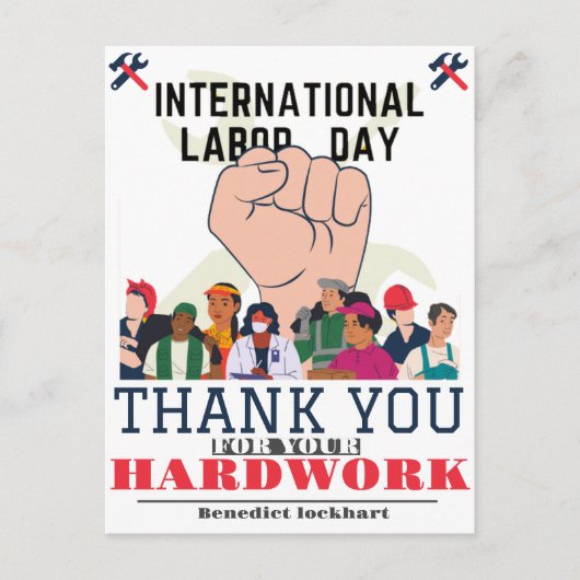 Solidarity Worker Unity Labor Day met Amerikaanse  Briefkaart (Voorkant)