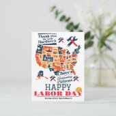 Solidarity Worker Unity Labor Day met Amerikaanse Briefkaart (Staand voorkant)