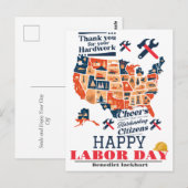 Solidarity Worker Unity Labor Day met Amerikaanse Briefkaart (Voorkant / Achterkant)