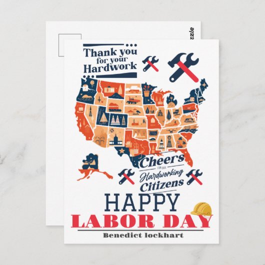 Solidarity Worker Unity Labor Day met Amerikaanse Briefkaart (Voorkant / Achterkant)