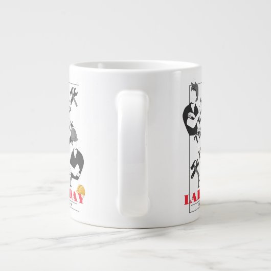 Solidarity Worker Unity Labor Day met Amerikaanse Grote Koffiekop (Achterkant)