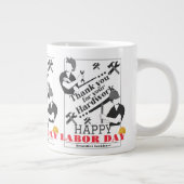 Solidarity Worker Unity Labor Day met Amerikaanse Grote Koffiekop (Rechts)