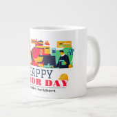 Solidarity Worker Unity Labor Day met Amerikaanse  Grote Koffiekop (Voorkant rechts)