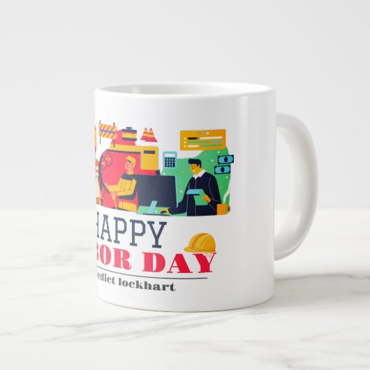 Solidarity Worker Unity Labor Day met Amerikaanse  Grote Koffiekop (Voorkant rechts)