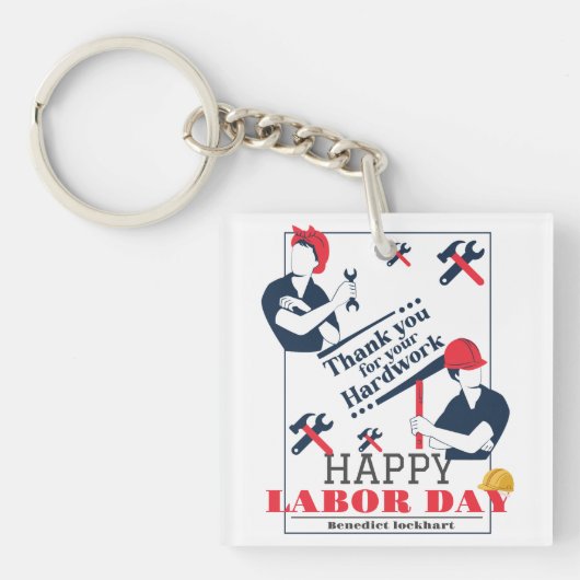 Solidarity Worker Unity Labor Day met Amerikaanse Sleutelhanger (voorkant)