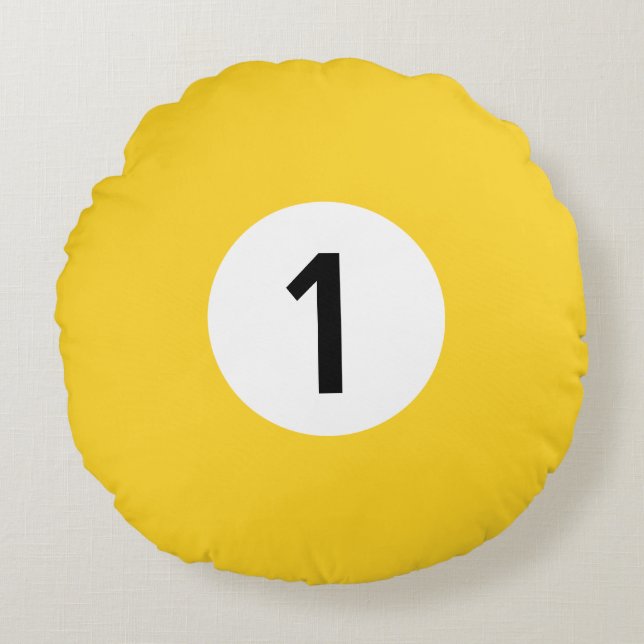 Solide biljartbal #1 - 100% bewerkbaar rond kussen (Voorkant)