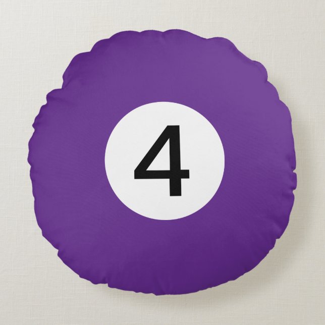 Solide biljartbal #4 - 100% bewerkbaar rond kussen (Voorkant)