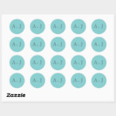 Solide blauwgroen ronde stickers (Vel)