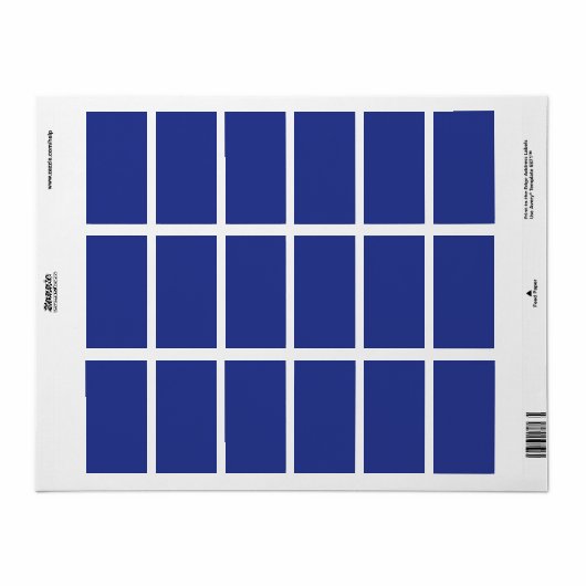 Solide Deep Blue achtergrond | Vet minimalistisch Etiket (Full Sheet)